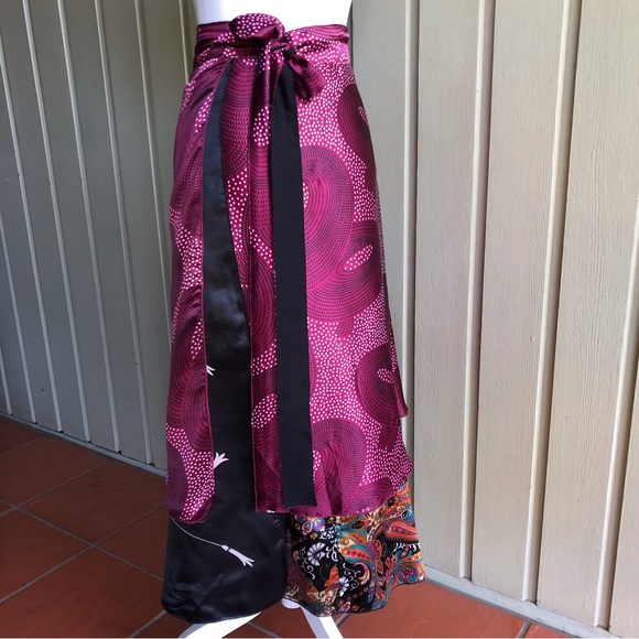 No label Indian Poly Reversible Long Wrap Skirt. Free Size - Picture 8 of 8